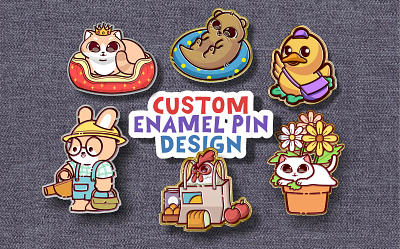 I will make custom cute enamel pin design vector art