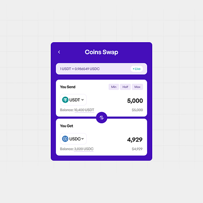 Coins Swap crypto design illustration mobile app mobile design product design ui ux uxui web3