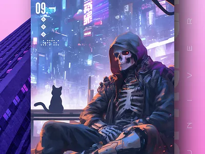 🐈💀 ai branding cat daliy design illustration poster print
