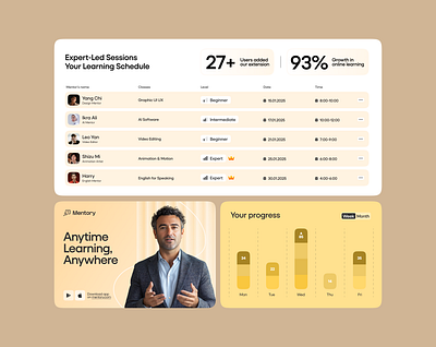 Mentory Classes Schedule UI Design branding design edtech ui graphic design infographic ui mentoring morden ui tech ui design ui ui design ui ux ui ux design uix ux ux design