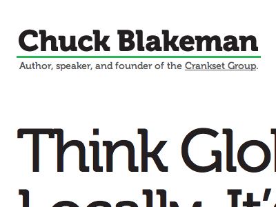 Header Mark black blog chuckblakeman.com css3 green typekit white