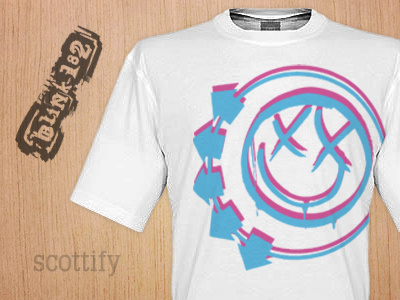 blink-182 t-shirt blink 182 blue pink white