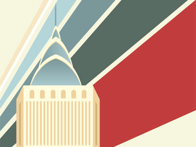 Skyscraper beige blue illustration red