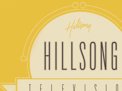 HILC TV circle distressed hillsong round television tv vintage yellow