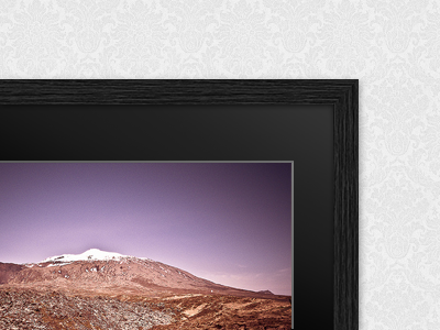 picture frame - black wood, black passepartout pattern photo picture frame stylized wood