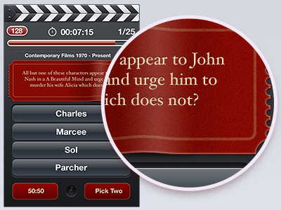 Movie Quiz interface iphone movie quiz retina ticket