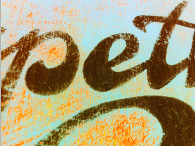 Late night painting II blue fan script orange paint type wood