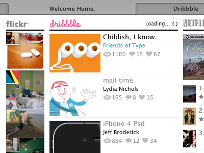 Welcome Home. ajax api dashboard dribbble api homepage web