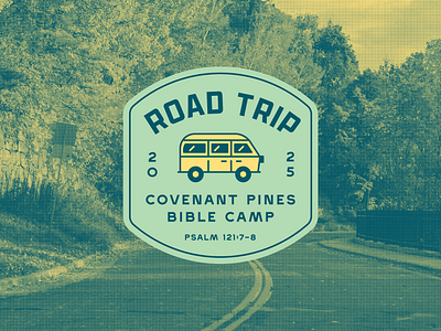 CPBC 2025 - Road Trip badge branding camp compass graphic design highway illustration license logo malley design map outdoors pattern road trip summer typography van vector