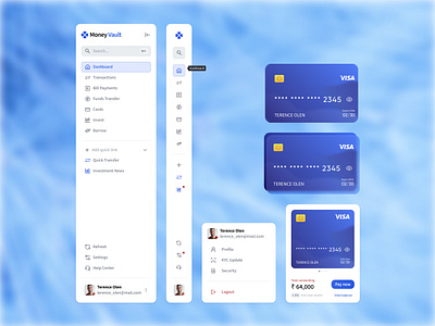 Bank dashboard Sidebar bank bank dashboard card components credit card dashboard dashboard ui design fidelity financial webapp graphic design product design side bar sidebar ui user experience user interface ux webapp webb app