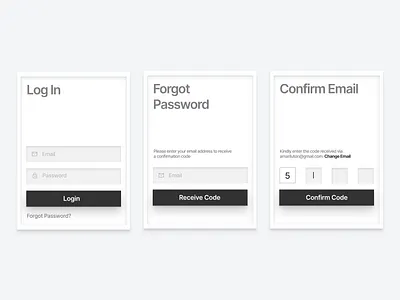 Forgot Password Flow figma forgot password greyscale minimal ui