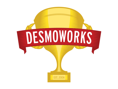 Desmoworks gold logo red woodcut