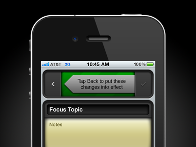 Tap Back app dark green helvetica interface iphone photoshop ui