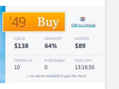 Dealometer.com button clean gray orange