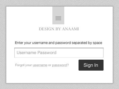 Single input Sign In form login form sign in