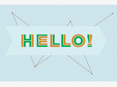 Hello blue dot halftone inline typography