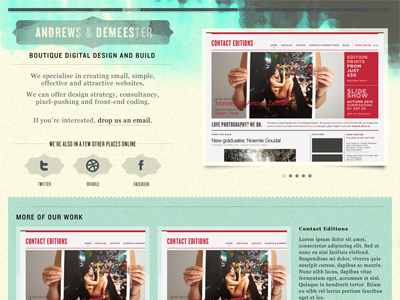 A&D site concept design textural typography web
