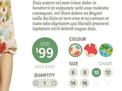 Product commerce form green proxima nova tisa typography