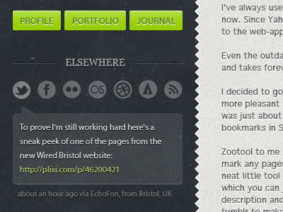 Personal website progress gedy icons personal sidebar social texture website
