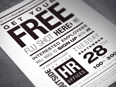 Typographic Flu Shot Flyer flyer grid helvetica monotone typographic