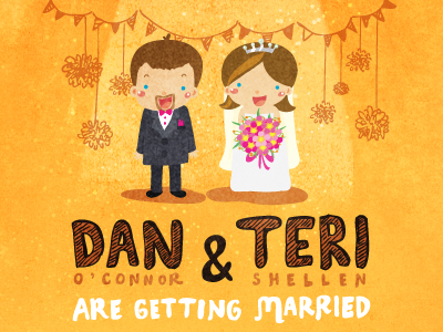 Dan & Teri! hand lettering illustration invite wedding