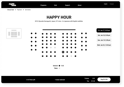 Choose Seats Page seating ticket ux web