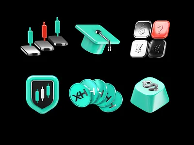 Finance 3D Icon Set 3d candlestick coin currency finance icon