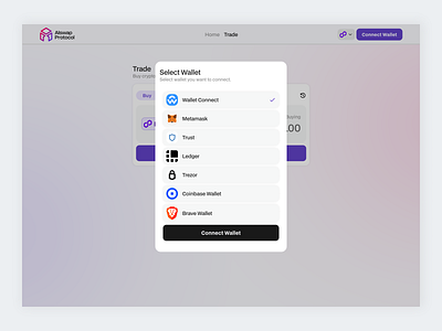 Connect Wallet UI on Alswap Protocol🚀 ui