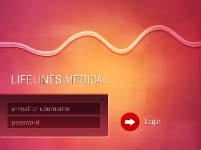 Lifelines Medical debut form login pink red screen ui ux yellow