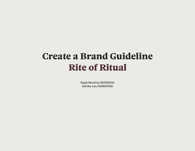 Brand Guideline Rite of Ritual branding graphic design logo