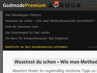 Premium Area Messages css5 dark html3 news realtime webdesign