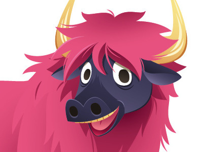 Pink Yak animal illustration pink yak