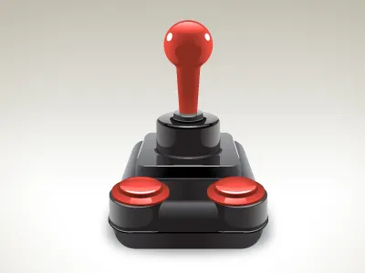 Retro Joystick - vector black button game gaming gloss glossy icon illustration joystick plastic red reflection retro vector