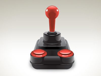 Retro Joystick - vector black button game gaming gloss glossy icon illustration joystick plastic red reflection retro vector