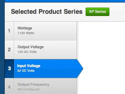 Product Configurator arrow blue grey navigation
