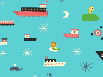 Pattern close ups boats mermaids patterns shark bites silkscreen submarines