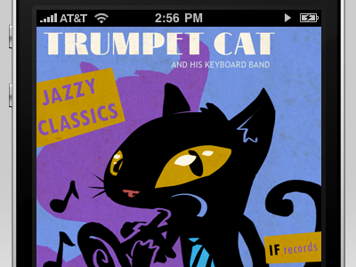 Trumpet Cat character cover art iconfactory iphone jazz