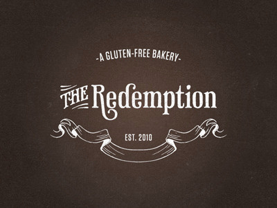 The Redemption bakery branding gluten free kitchen logo phaeton prohibition ribbon texture vintage