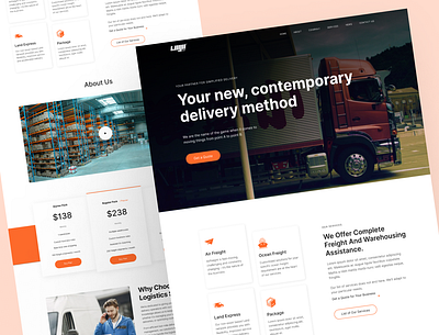 Logistic Website Design - Transport Website delivery landing page logistics transport transportation uiux user interface vehicle web design website