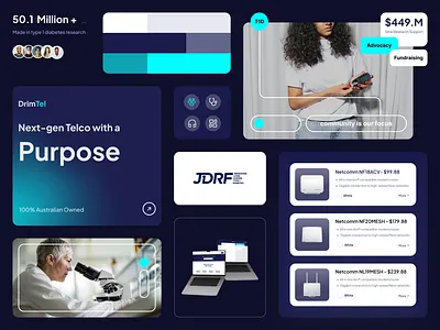 DrimTel & JDRF Australia Collaboration branding graphic design logo palette telco ui