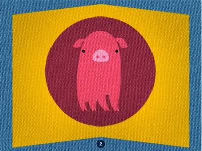 Pig design illustration pink texture yellow