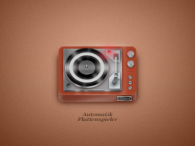 Vintage Vinyl Player 70s brown disc icon illustration lp orange photoshop player red seventies shiny vintage vinyl