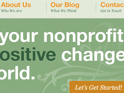 Header filigree green helvetica orange texture