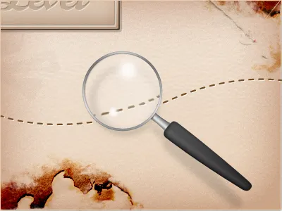 Treasure hunt game magnifying glass pirate sketch