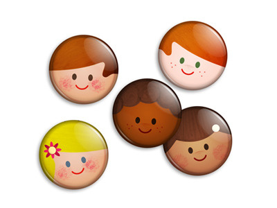 Retro kids buttons faces illustration kids retro vintage