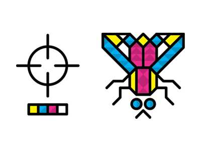 CMYK fly bug cmyk fly illustration insect process color registration