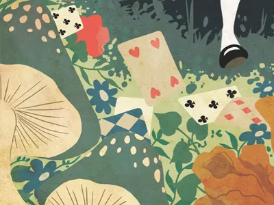 Down the Rabbit Hole alice in wonderland art illustration print texture