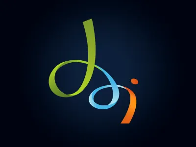 DAI Final Logo Render blue close up green logo ribbon spiral type vector