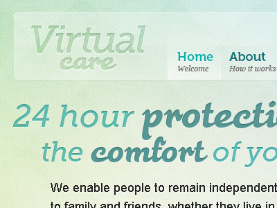 Virtual Care V2 feature logo soft texture typography website