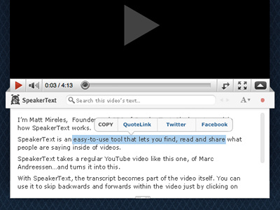 SpeakerText Transcript speakertext ui video youtube